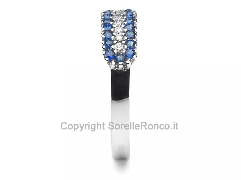 ANELLO ORO DIAMANTI E ZAFFIRI 0.51 CT