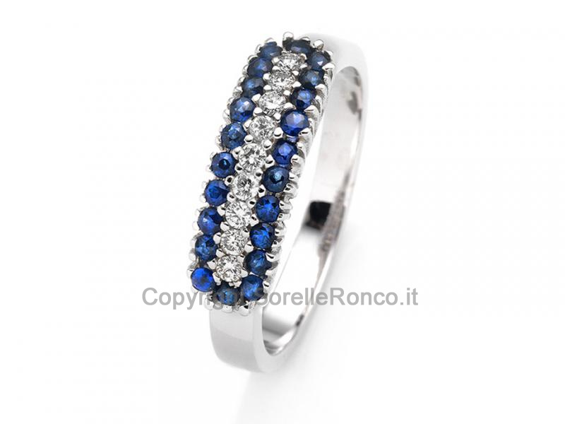 ANELLO ORO DIAMANTI E ZAFFIRI 0.51 CT