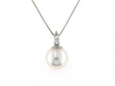 Collana Oro Diamanti e Perla ø 9 mm