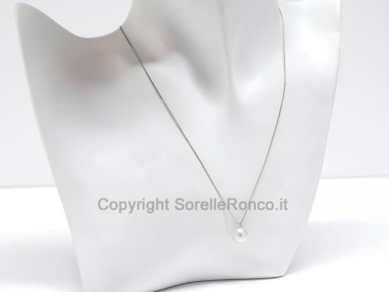 COLLANA ORO DIAMANTE E PERLA Ø 9-9.5 MM