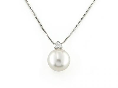 Collana Oro Diamante e Perla ø 9-9.5 mm