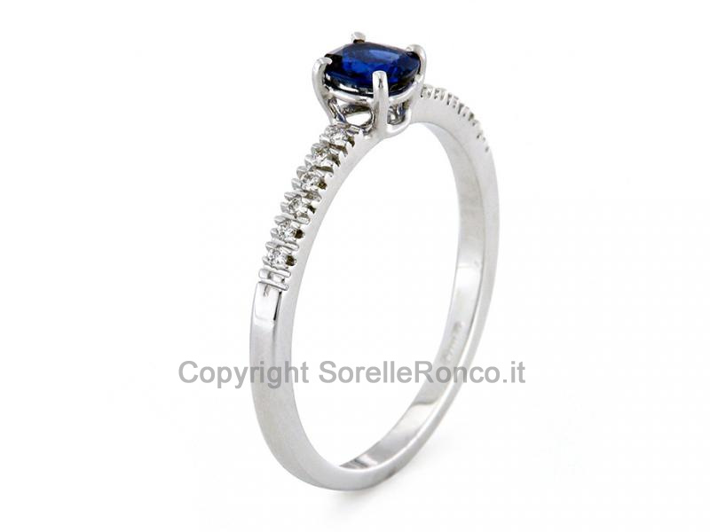 ANELLO ORO DIAMANTI E ZAFFIRO 0.40 CT