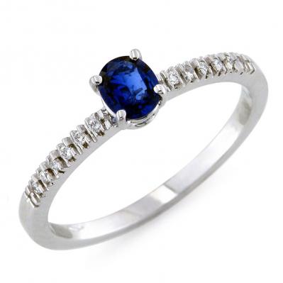 Anello Oro Diamanti e Zaffiro 0.40 Ct