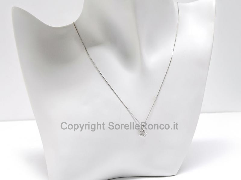 COLLANA PENDENTE CUORE E DIAMANTI 0.14CT