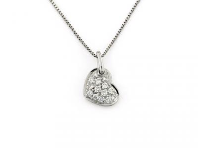 Collana Pendente Cuore e Diamanti 0.14Ct