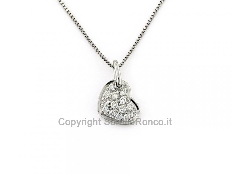 COLLANA PENDENTE CUORE E DIAMANTI 0.14CT