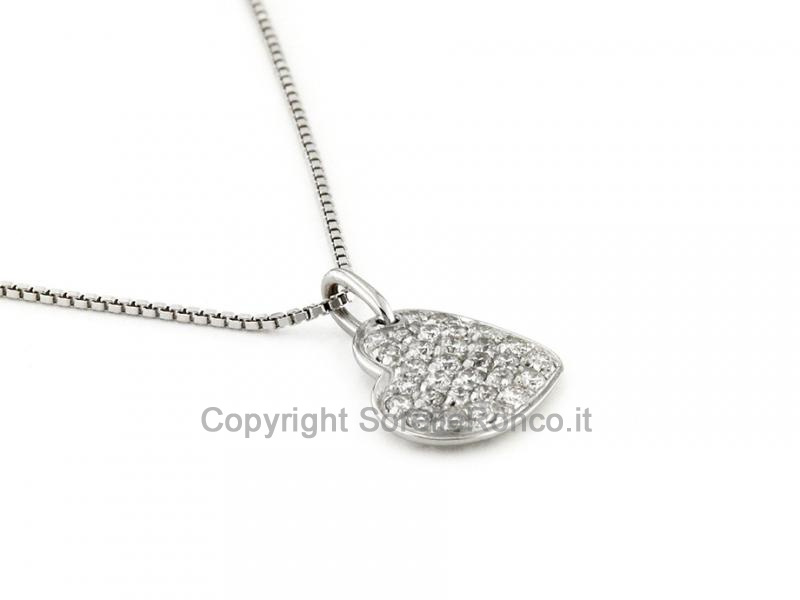 COLLANA PENDENTE CUORE E DIAMANTI 0.48CT
