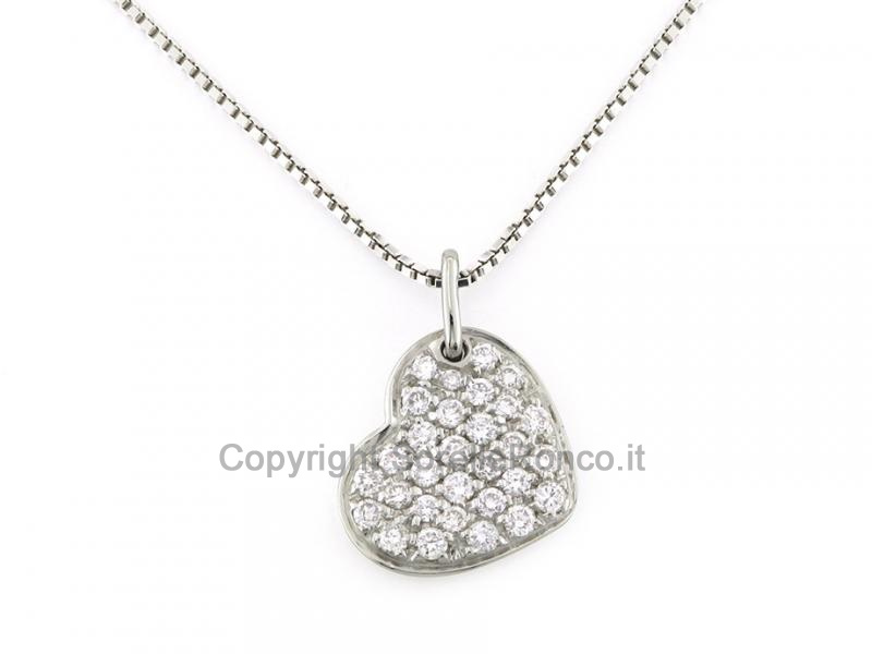 COLLANA PENDENTE CUORE E DIAMANTI 0.48CT