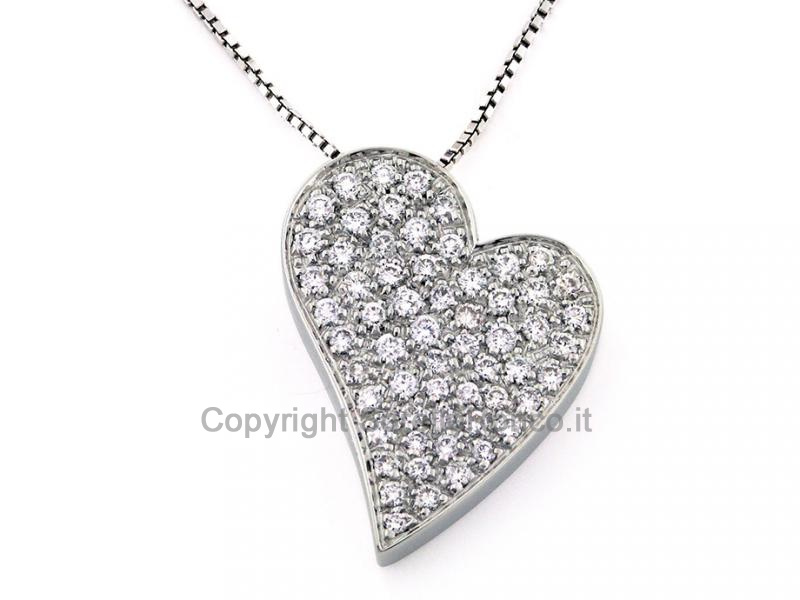 COLLANA PENDENTE CUORE E DIAMANTI 0.90CT