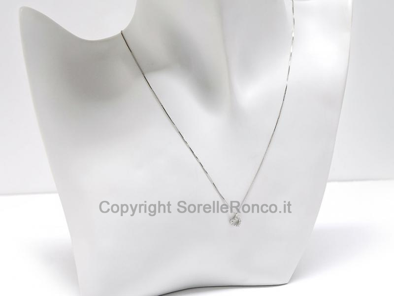 COLLANA PENDENTE CUORE E DIAMANTI 0.06CT