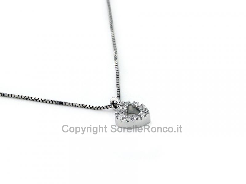 COLLANA PENDENTE CUORE E DIAMANTI 0.06CT