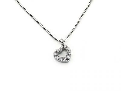 Collana Pendente Cuore e Diamanti 0.06Ct