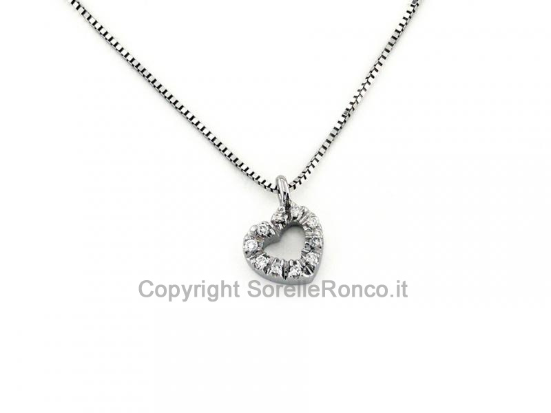 COLLANA PENDENTE CUORE E DIAMANTI 0.06CT