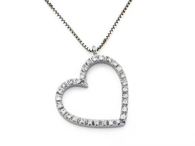 Collana Pendente Cuore e Diamanti 0.30Ct