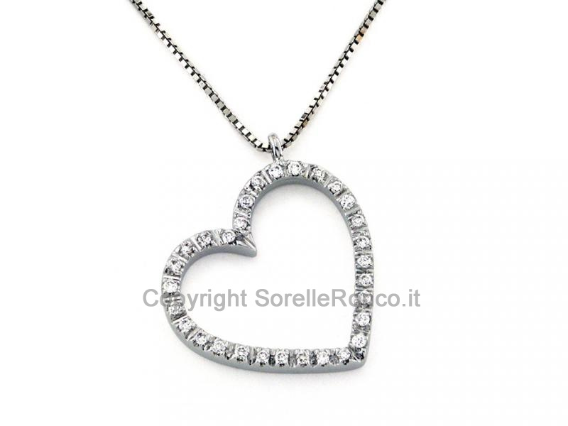 COLLANA PENDENTE CUORE E DIAMANTI 0.30CT