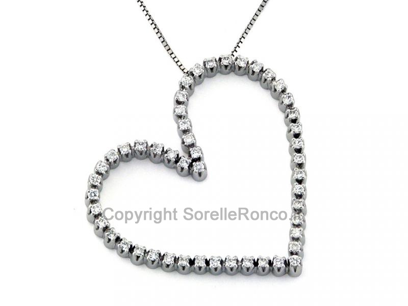 COLLANA PENDENTE CUORE E DIAMANTI 0.36CT