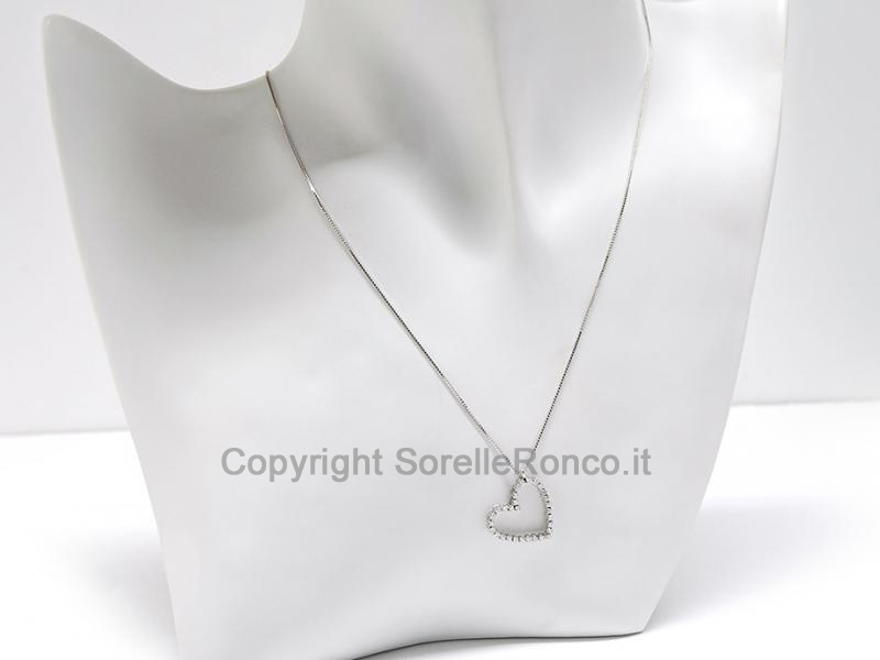 COLLANA PENDENTE CUORE E DIAMANTI 0.24CT