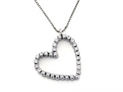 Collana Pendente Cuore e Diamanti 0.24Ct