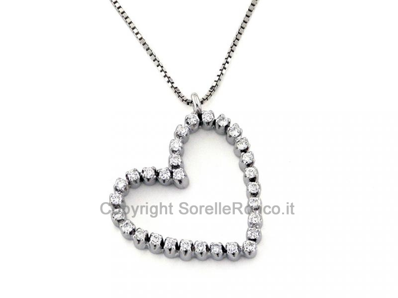 COLLANA PENDENTE CUORE E DIAMANTI 0.24CT