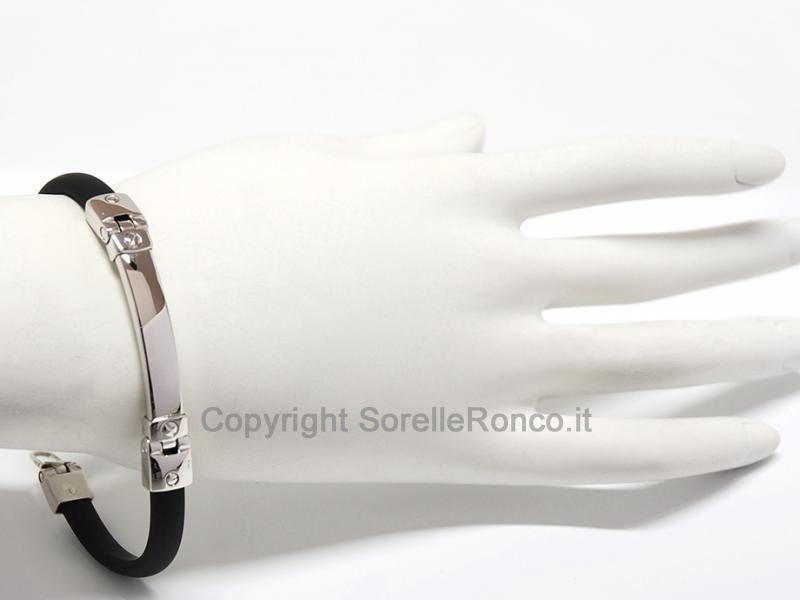 BRACCIALE CAUCCIÙ E ARGENTO BUNITO