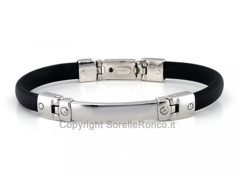 BRACCIALE CAUCCIÙ E ARGENTO BUNITO