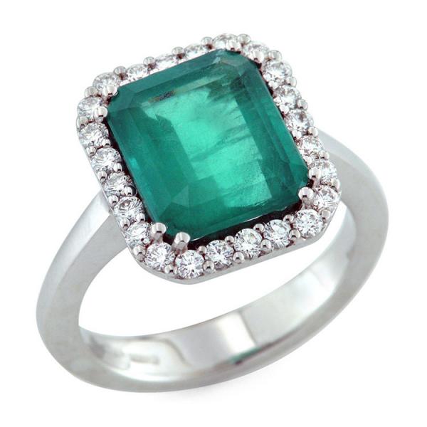 CF01877 - Anello con Diamanti e Smeraldo 3.79 Ct