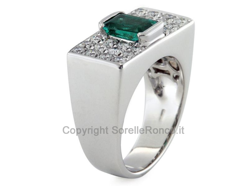 ANELLO CON DIAMANTI E SMERALDO 1.00 CT