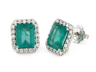 Orecchini Diamanti e Smeraldi 4.29 Ct
