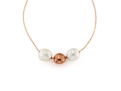 Collana con Perle Bianche e Oro Rosa