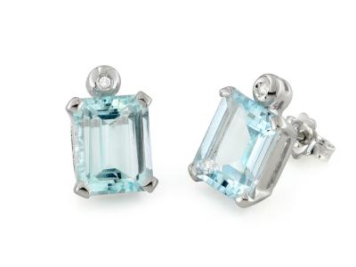 Orecchini Oro Bianco Acquamarina 6.00 Ct