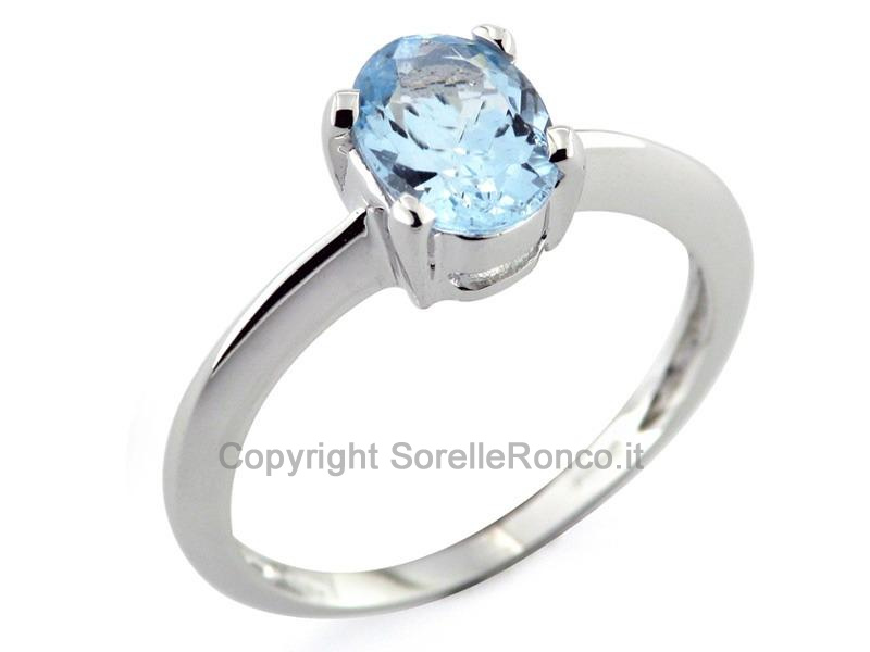 Anello in Oro Bianco con Acquamarina