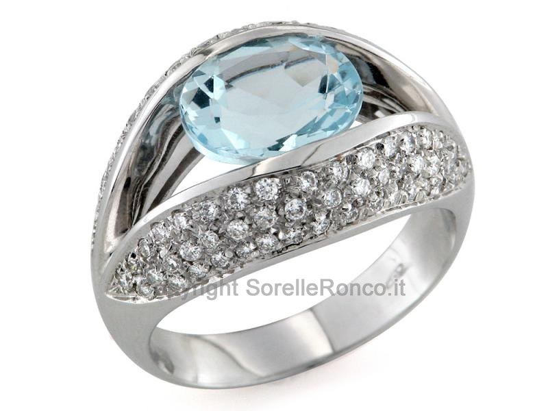Anello oro con acquamarina