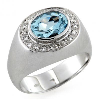 Anello in Oro Bianco Acquamarina 1.20 Ct