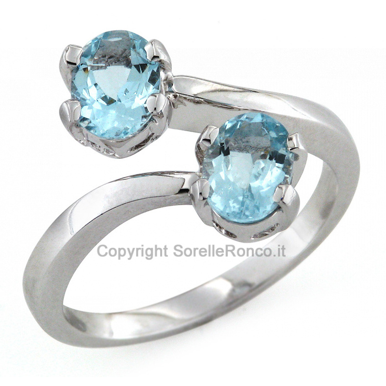 CF01951 - Anello in Oro Bianco Acquamarina 1.40 Ct