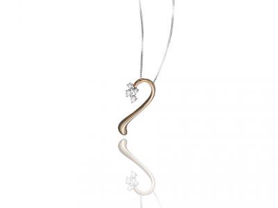 Collana Oro Bianco con Pendente e Diamanti
