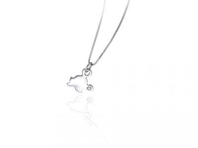 Collana pendente tartaruga e Diamanti 0.01 Ct