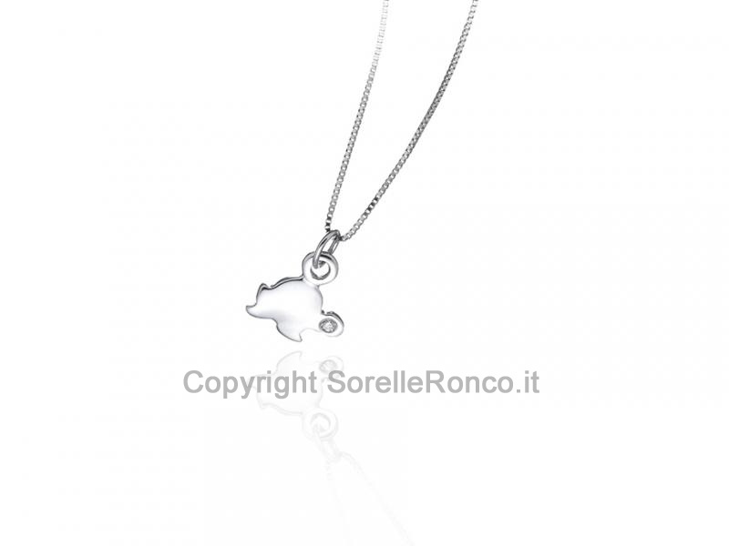 COLLANA PENDENTE TARTARUGA E DIAMANTI 0.01 CT