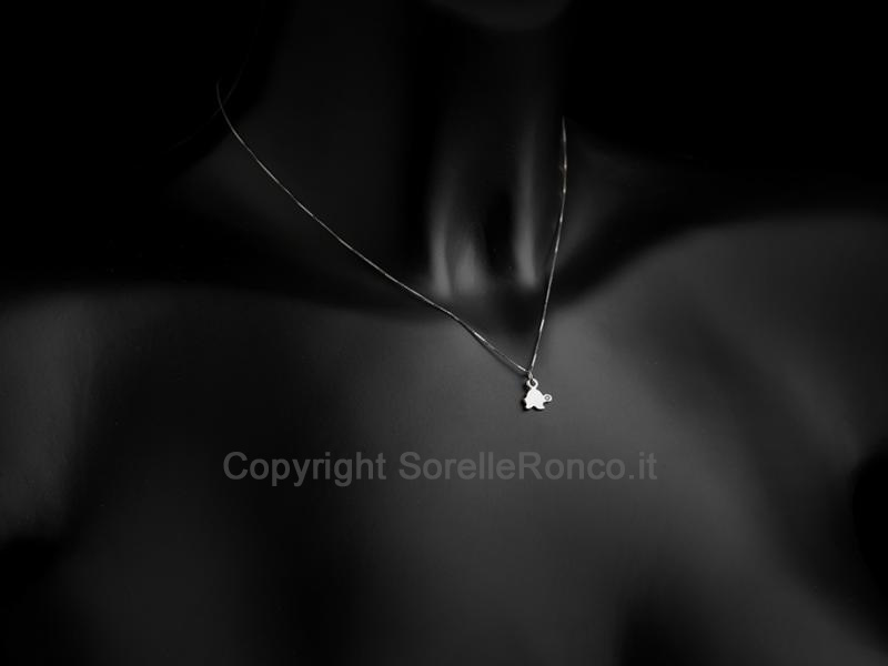 COLLANA PENDENTE TARTARUGA E DIAMANTI 0.01 CT