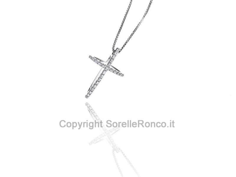 COLLANA CROCE 3D CON BRILLANTI