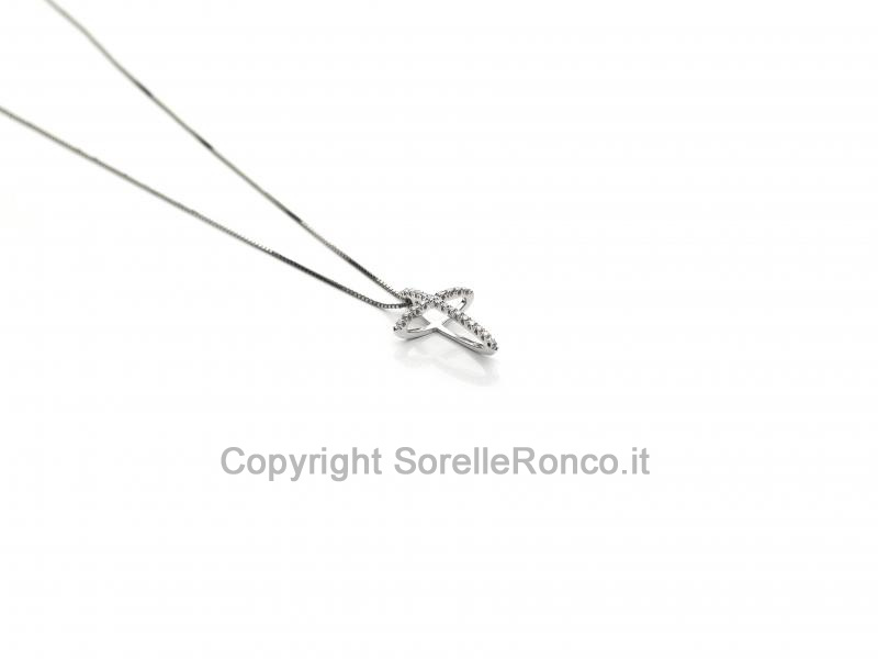 COLLANA CROCE 3D CON BRILLANTI