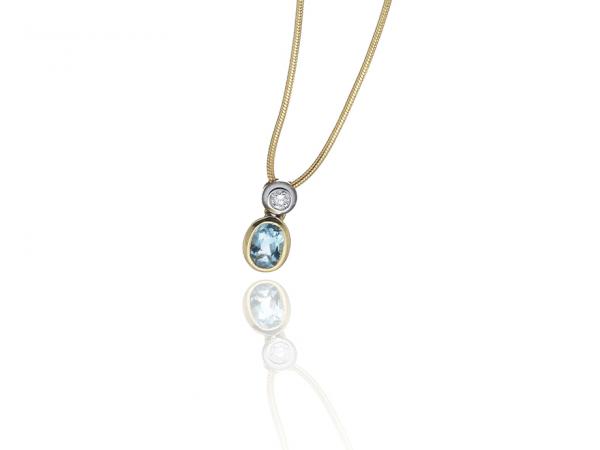 CF01970 - Collana Oro Giallo Pendente Acquamarina 0.45 Ct