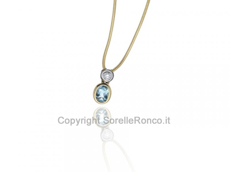 COLLANA ORO GIALLO PENDENTE ACQUAMARINA 0.45 CT