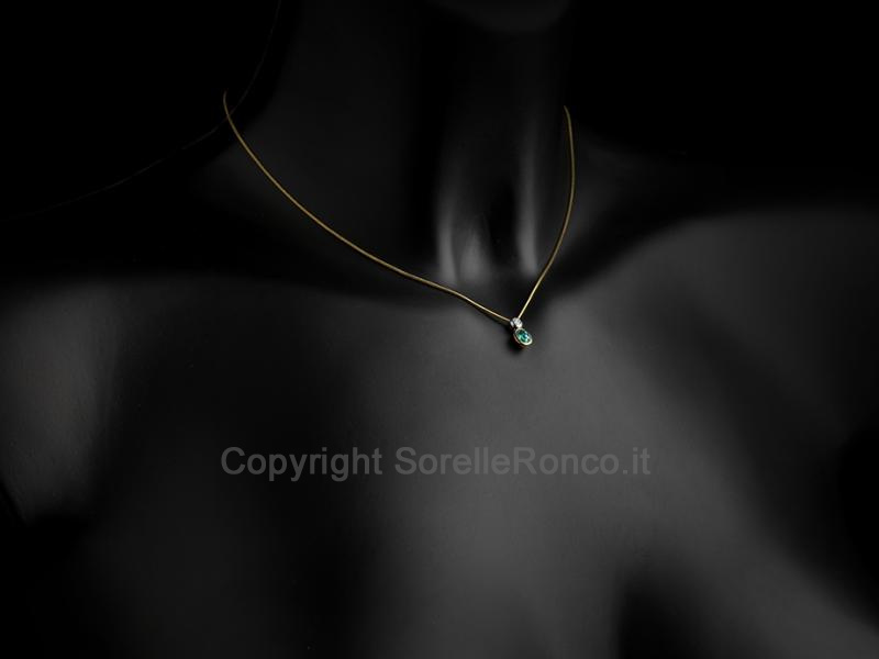 COLLANA ORO GIALLO PENDENTE ACQUAMARINA 0.45 CT