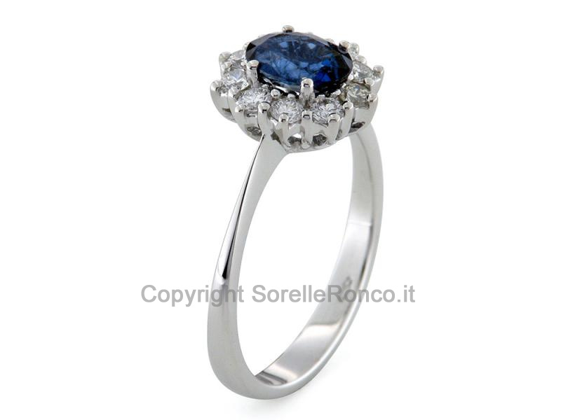 ANELLO ORO DIAMANTI E ZAFFIRO 0.94 CT
