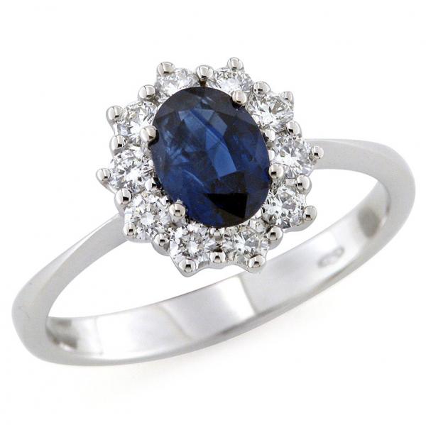 CF01982 - Anello Oro Diamanti e Zaffiro 0.94 Ct