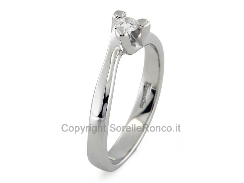 ANELLO SOLITARIO ORO BIANCO CON DIAMANTE 0.10 CT