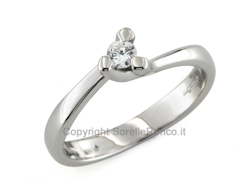ANELLO SOLITARIO ORO BIANCO CON DIAMANTE 0.10 CT