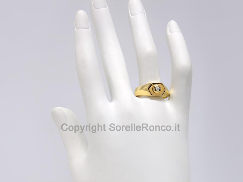 ANELLO UOMO ORO GIALLO E DIAMANTE