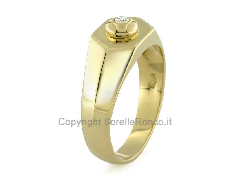 ANELLO UOMO ORO GIALLO E DIAMANTE