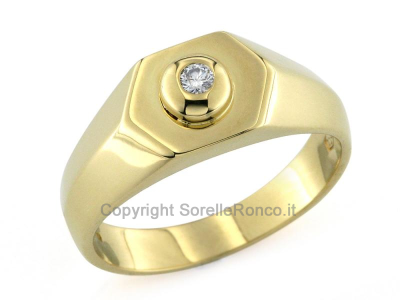 ANELLO UOMO ORO GIALLO E DIAMANTE